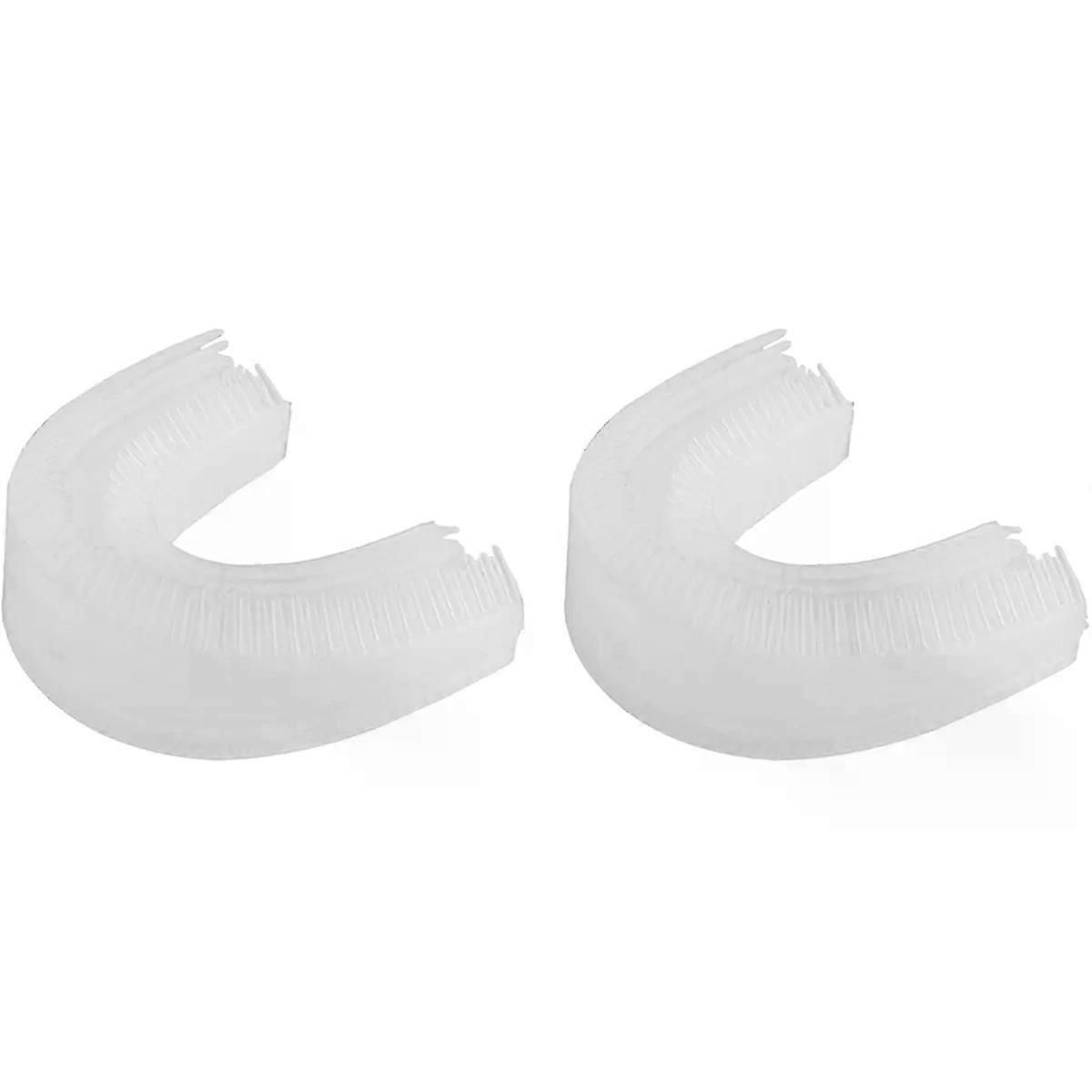 2pcs White Silicone U Shape Toothbrush Head Replacement