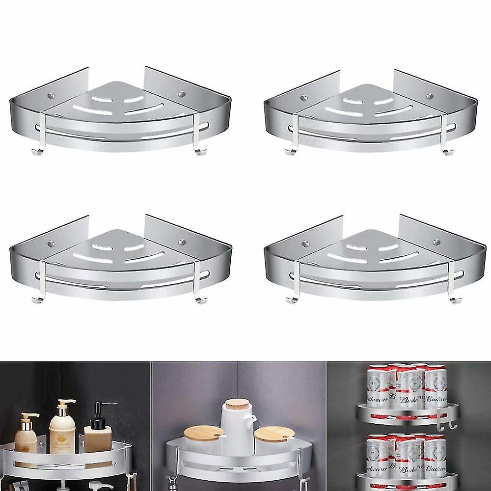 Bathroom Storage Shelf Triangle Shelf Anti-rust Free Punching Thick Silver 1 Pieces)