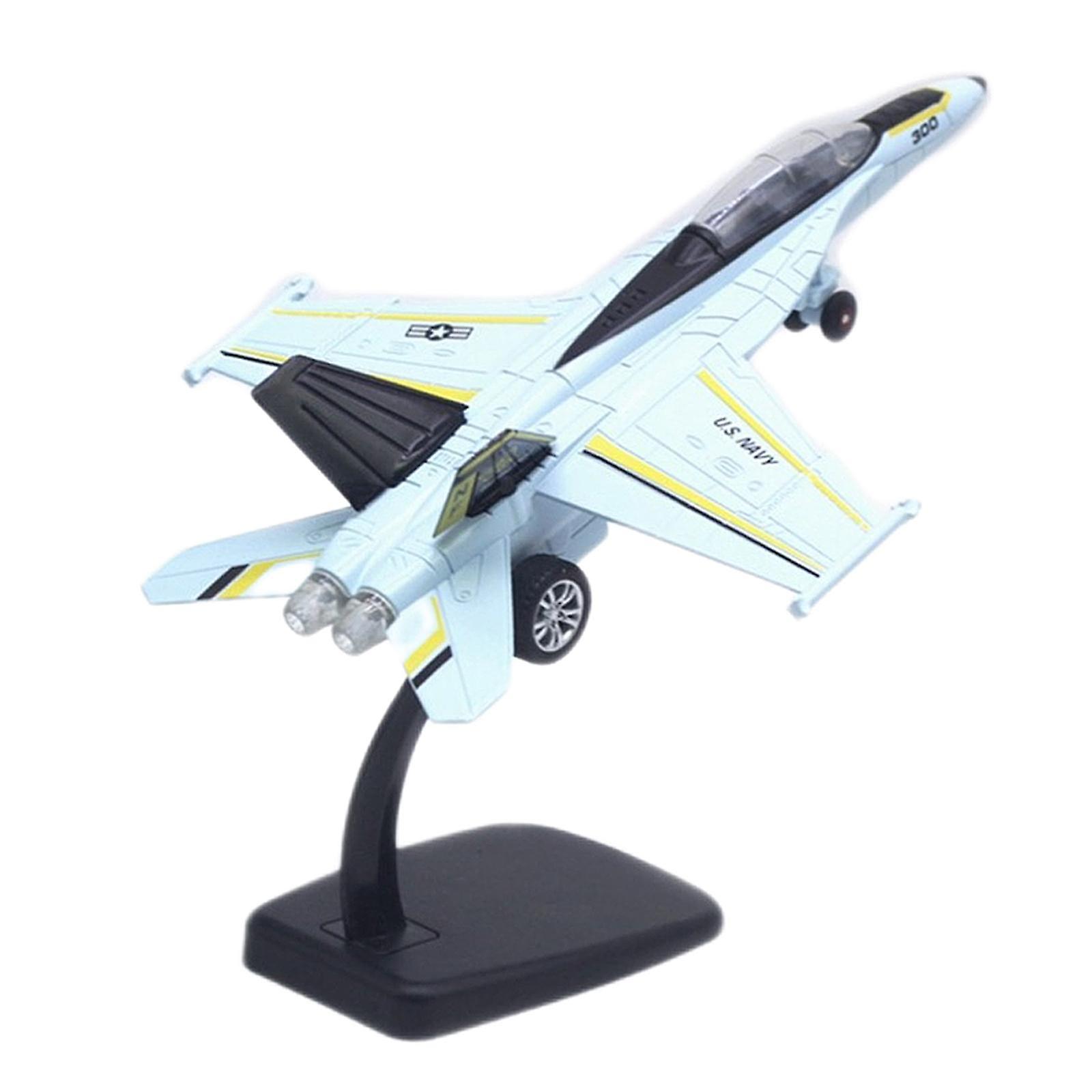 Diecast Pull Back Led Light & Sound USA F / A-18 Strike Fighter Sky Blue