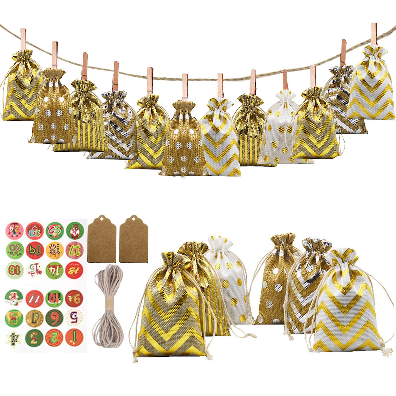 Christmas Advent Calendar Bag Diy Christmas Countdown Decorations Multiple Color Drawstring Bag