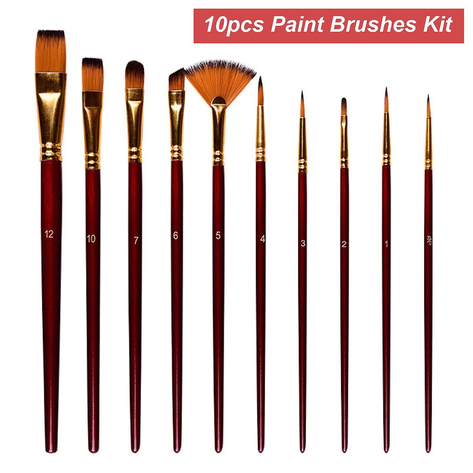 10pcs Paint Brushes Set Kit Artist Paintbrush Multiple Mediums Brushes