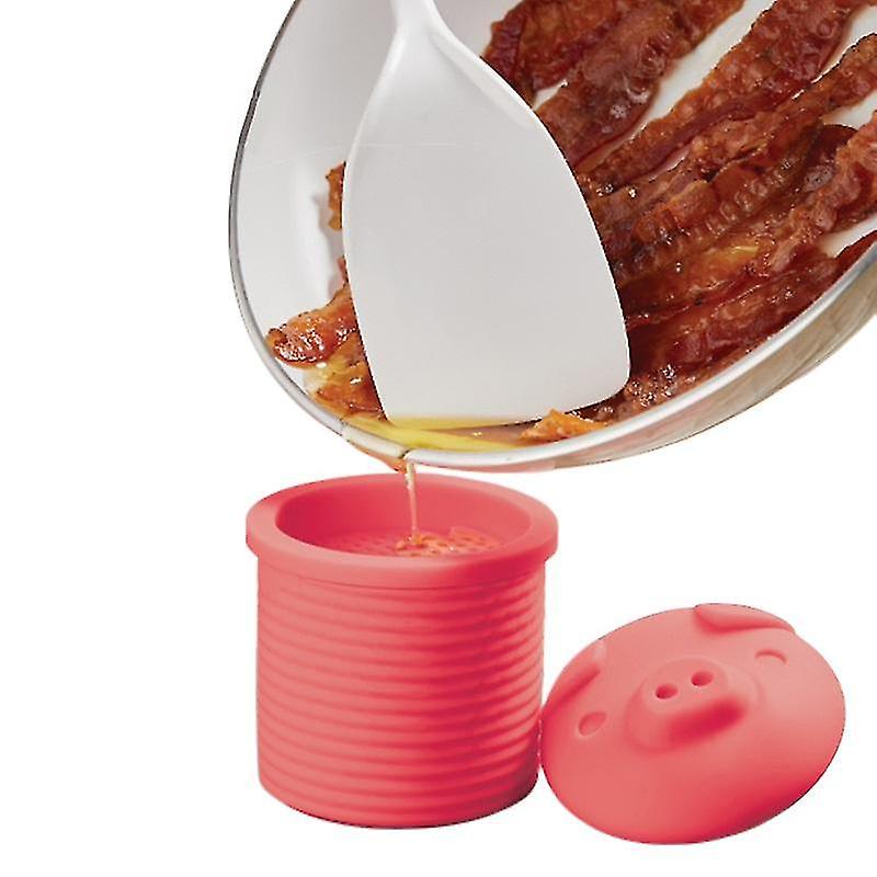 Bacon Bin Grease Strainer & Collector | Red | Family Friendly Kitchen Tools -e