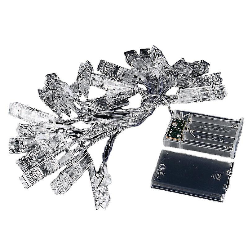 3M 20 Led Clip Fairy String Lights, Battery-powered Silver Wire For Christmas, Party, Holiday Decor