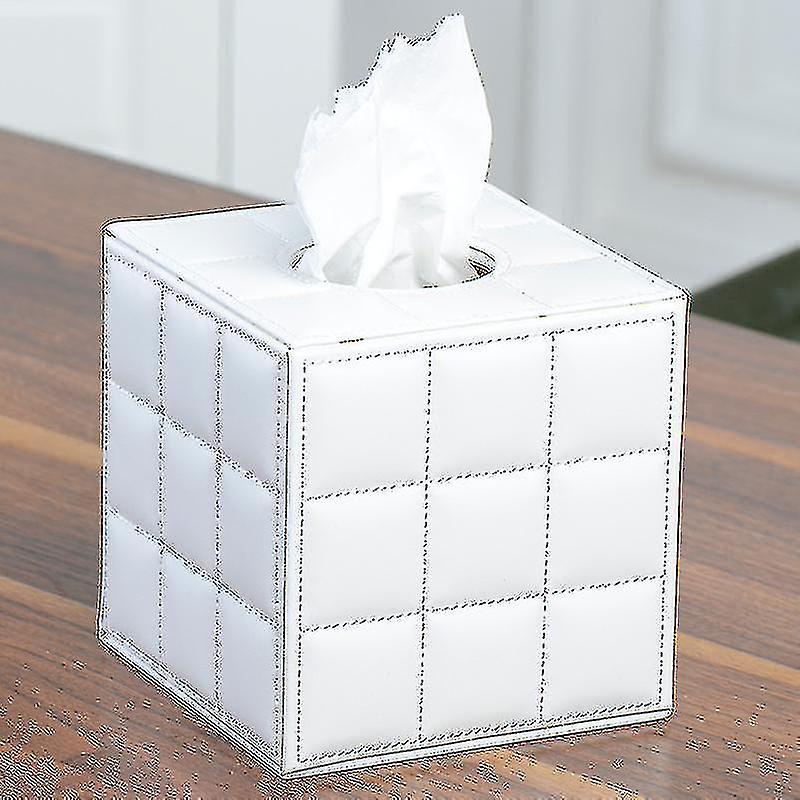 Leather Tissue Box, Square Paper Tissue Dispenser, Black