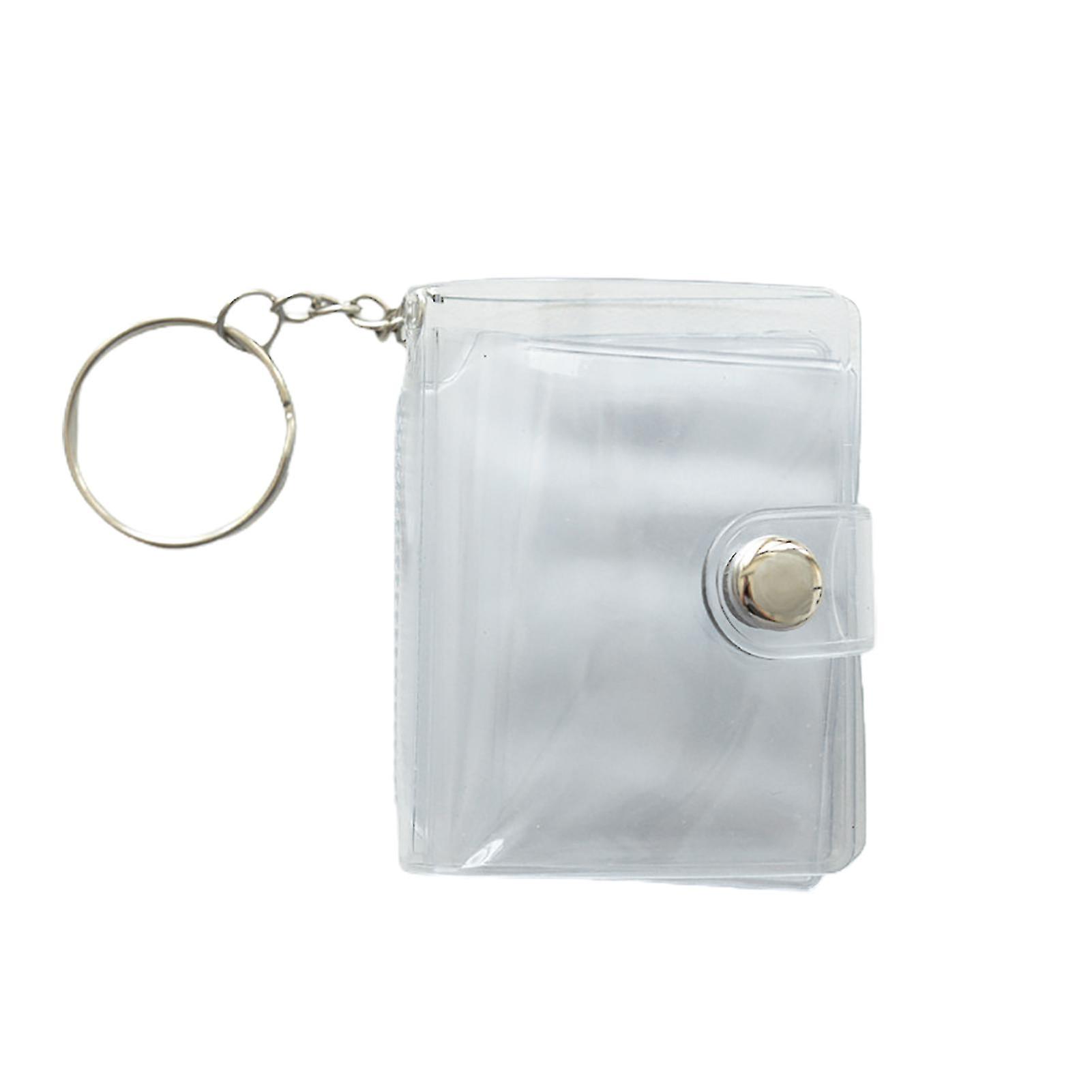 Mini Photo Album Flip Page Sequins Transparent Snap Hanging Ring 16 Pockets Card Photo Holder Memory Gift