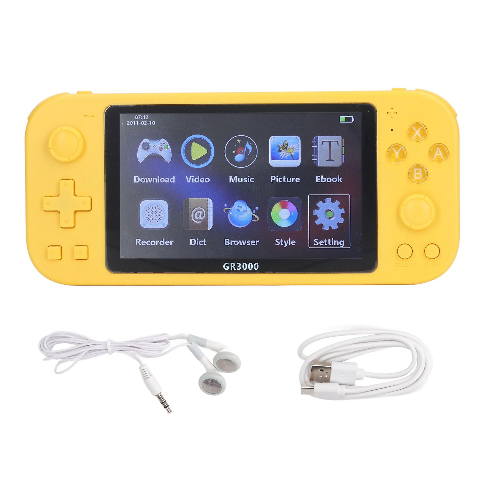 Vintage Handheld Game Console with 5.1 Inch High Definition Screen, Yellow Electric Controller