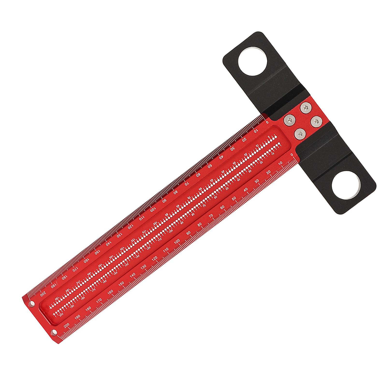 T Square Aluminum Alloy Carpenter Square Ruler Clear Scale Scriber Tool for Woodworking 