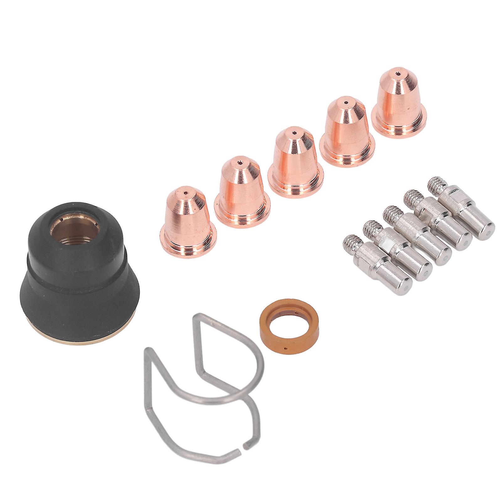 13Pcs Plasma Cutter Torch Accessory Kit Consumables Parts Electrodes Nozzle Tips Spacer Guide Gas Diffuser