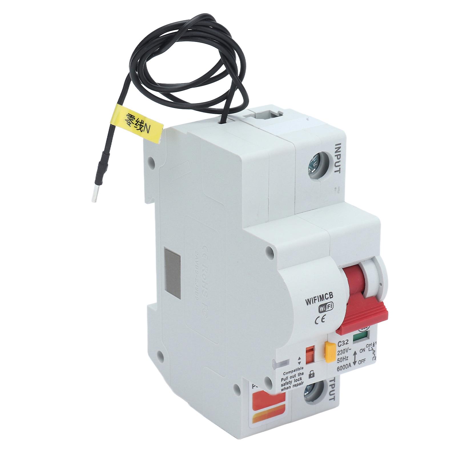 WiFi Smart Circuit Breaker 1P 6kA Flame Retardant Shell Bluetooth