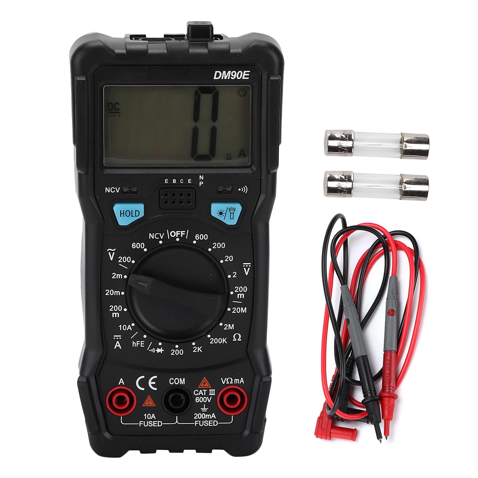 DM90E Mini Digital Multimeter 10A 600V Manual Range DC Voltage Current Tester for Electrician Measurement and Diagnostics