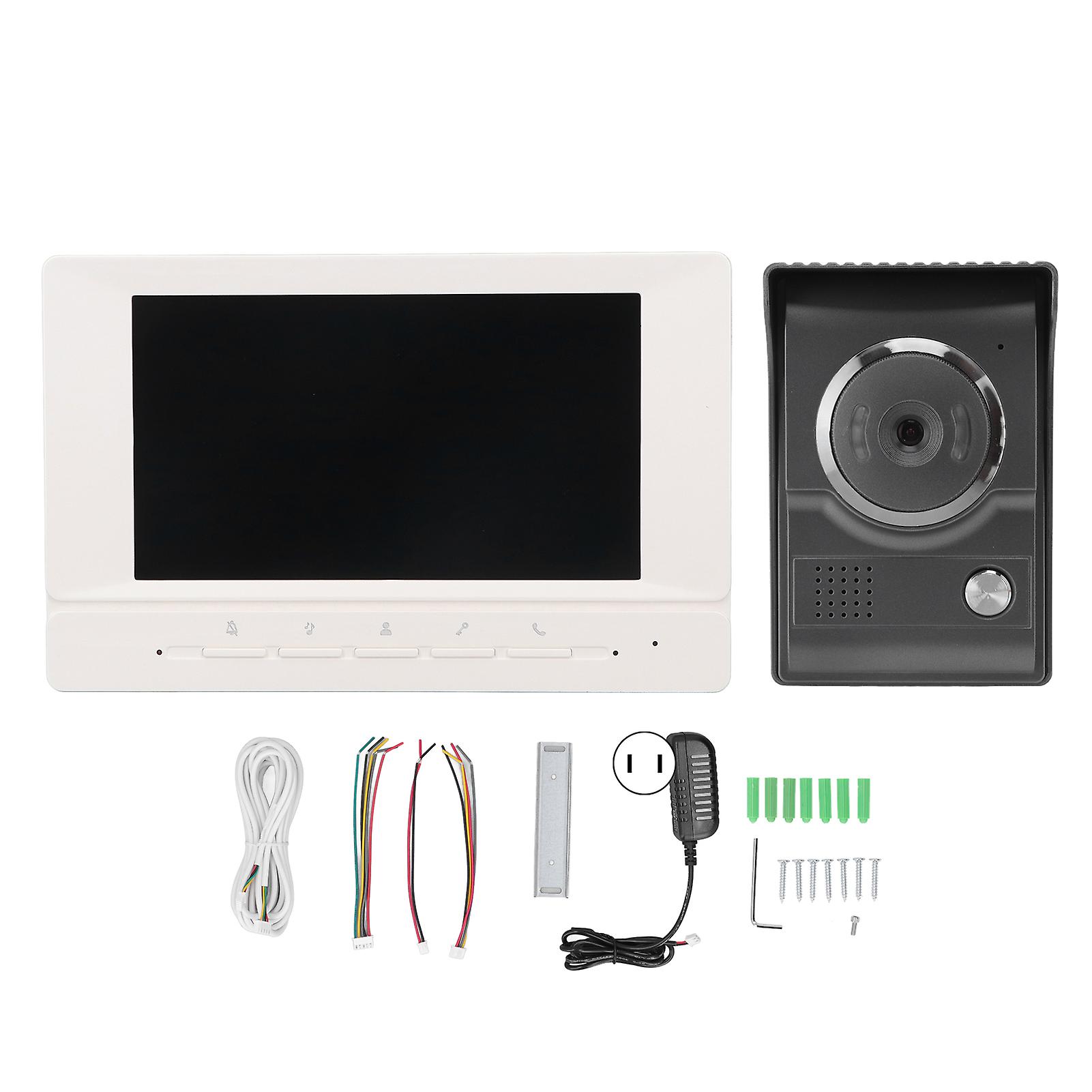 Campainha de vídeo HD de 7 polegadas com visão noturna e intercomunicador à prova d'água IP55 para residências