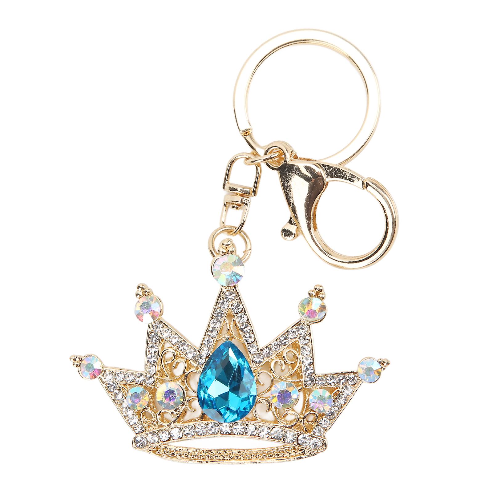 Rhinestone Keychain Crown Shape Shiny Exquisite Design Keychain for Car Pendant Bag OrnamentBlue