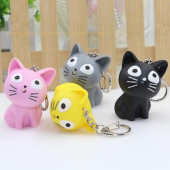4 Pack LED Cute Cat Keychain with Sound Flashlight Lover Gifts Kids Toys Creative Gifts Cheese Cat L