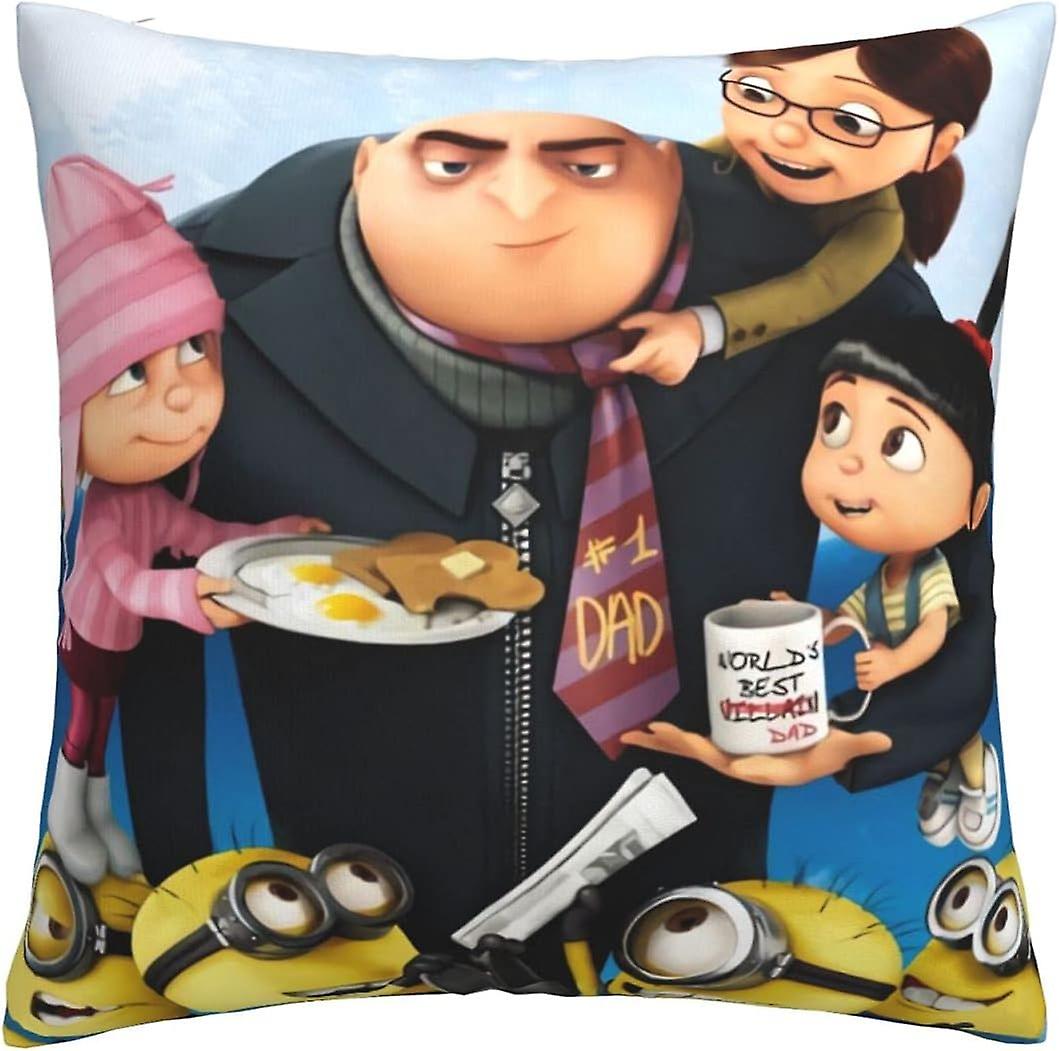 柔らかく快適なミニオンクッションカバー、両面印刷(フィラーなし)枕カバースクエアハルハウスソファカバー45 x 45 cm