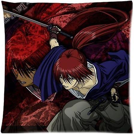 カスタムアニメ火村剣心ホームデコラティブソフトスロー枕カバークッションカスタム枕カバーカバープロテクタージッパー付き標準プリント(45x45cm)