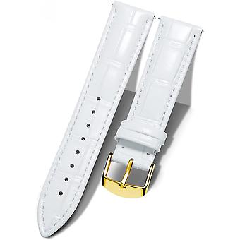 Genuine Leather Replacement Watch Band Multicolor Waterproof for Men Women, G-White (21mm)