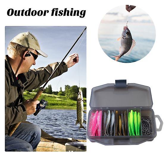 1 Set Soft Fishing Bait with Hook Soft Flexible Swing Saltwater Freshwater Lures Baits Fishing Tackle Box Kit