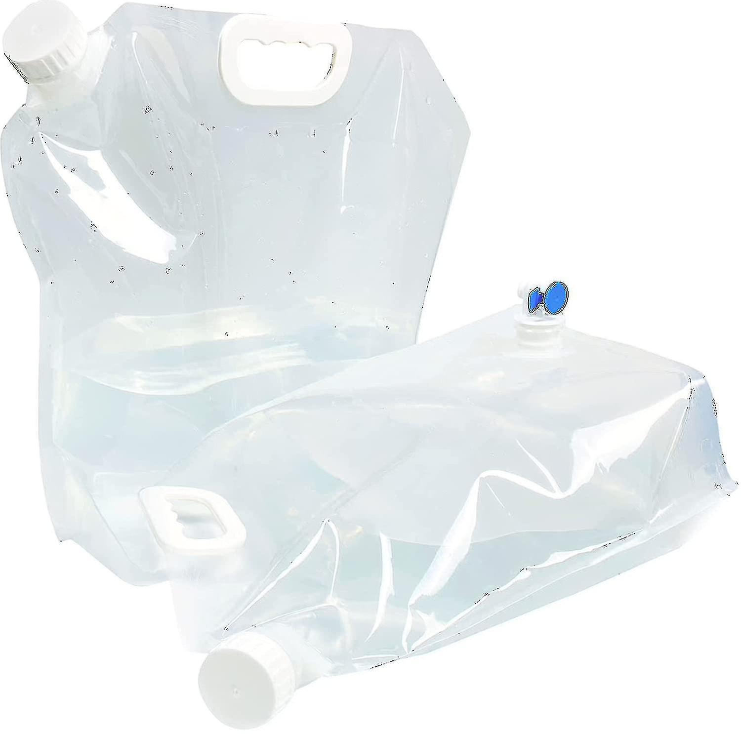 Collapsible water jug, 2 pieces 10 liter water tank collapsible with faucet, portable drinking water
