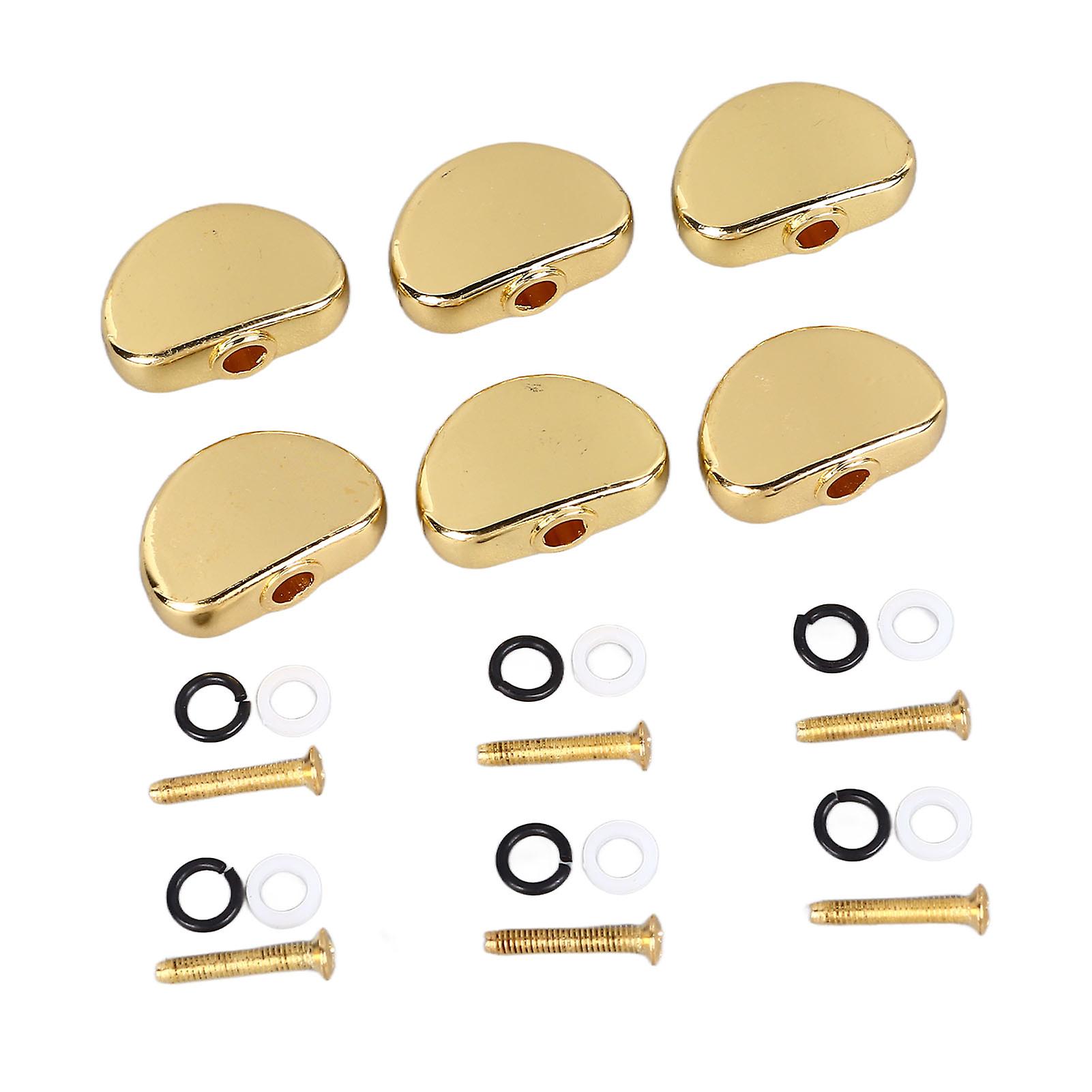 6Pcs Electric Guitar Tuning Peg Key Button Folk Guitar Tuning Peg Handle for Replacement Gold