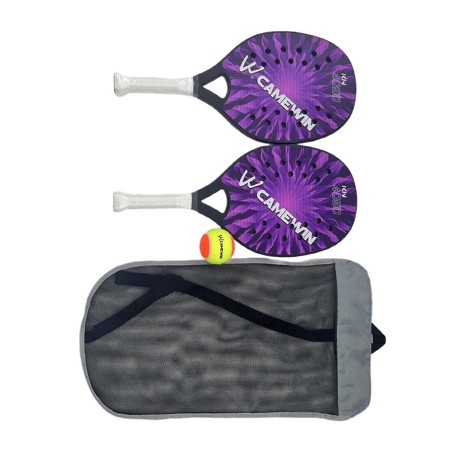 子供のための2ピースビーチテニスラケット滑り止めグリップビーチテニスラケットパープル