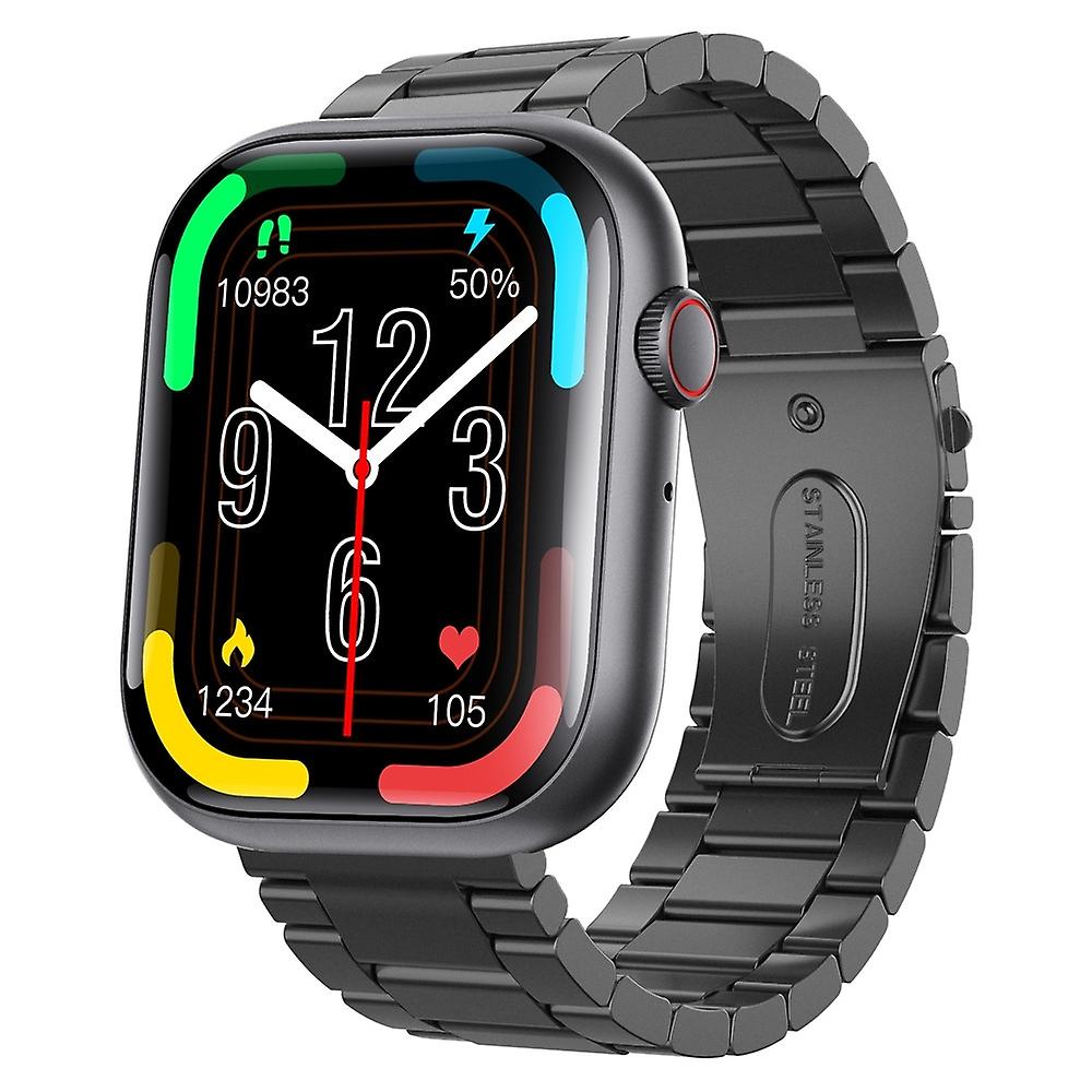 F70 2,1 pouces écran Montre intelligente noir 3 perles acier