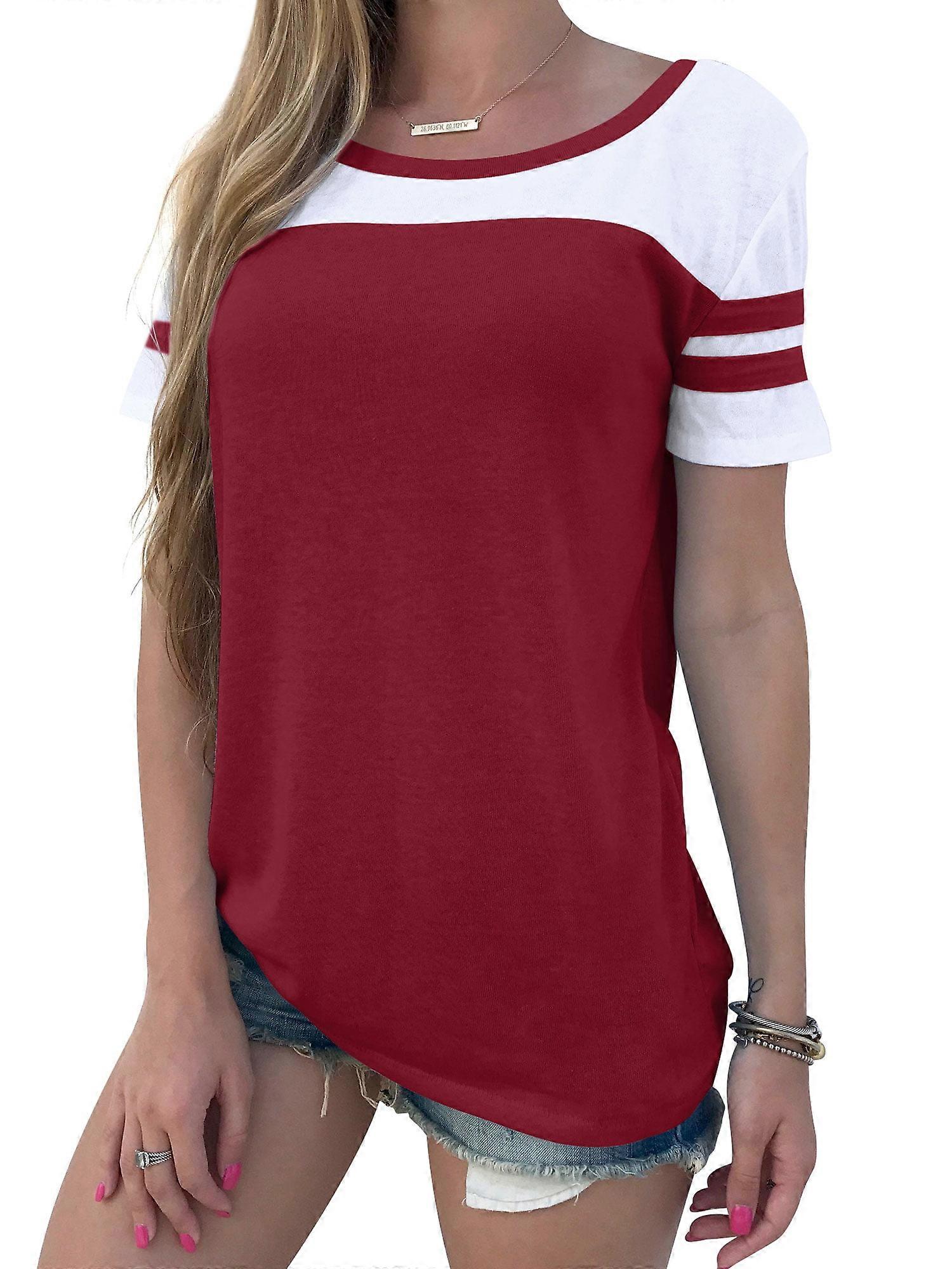 Women's Stripe Stitch Colorblock Pullover Shirt, Long Sleeve Casual T-shirt