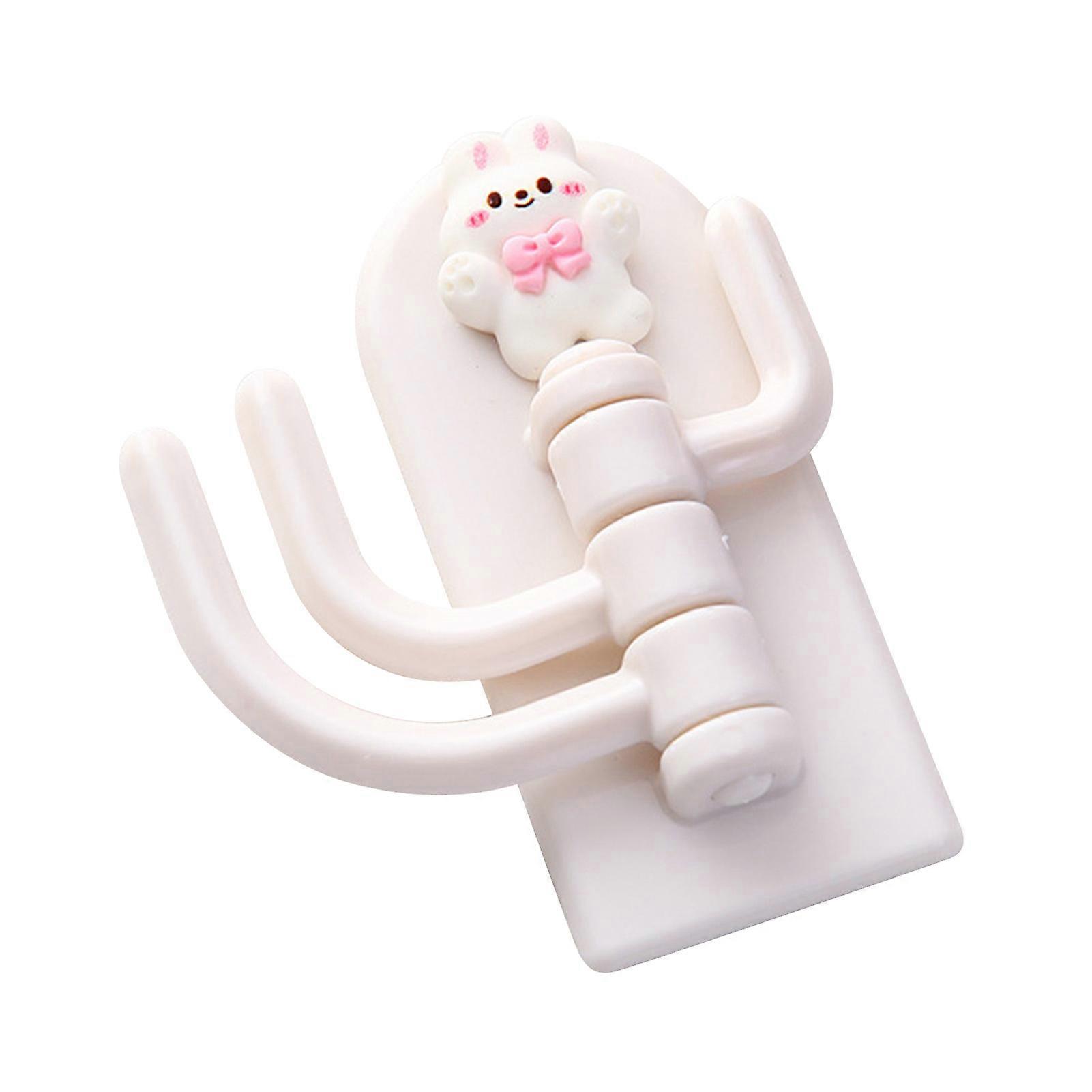 Self Adhesive Hanger Punch Free Rotating 3 Hooks Cute Animal Wall Door Holder For Keys Bowknot Rabbit