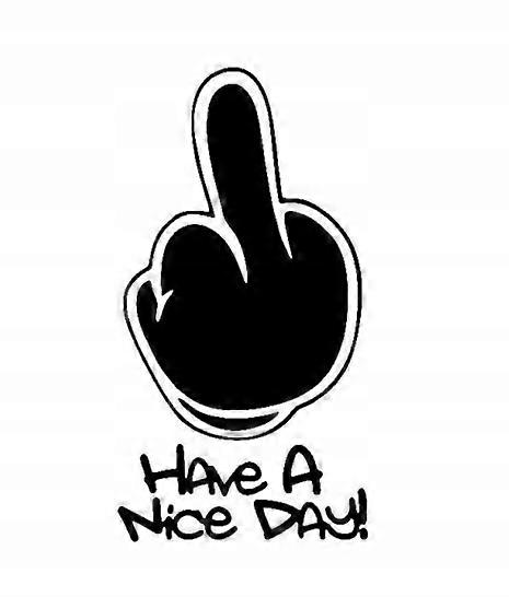 ملصق السيارة لديك يوم لطيف الإصبع الأوسط
