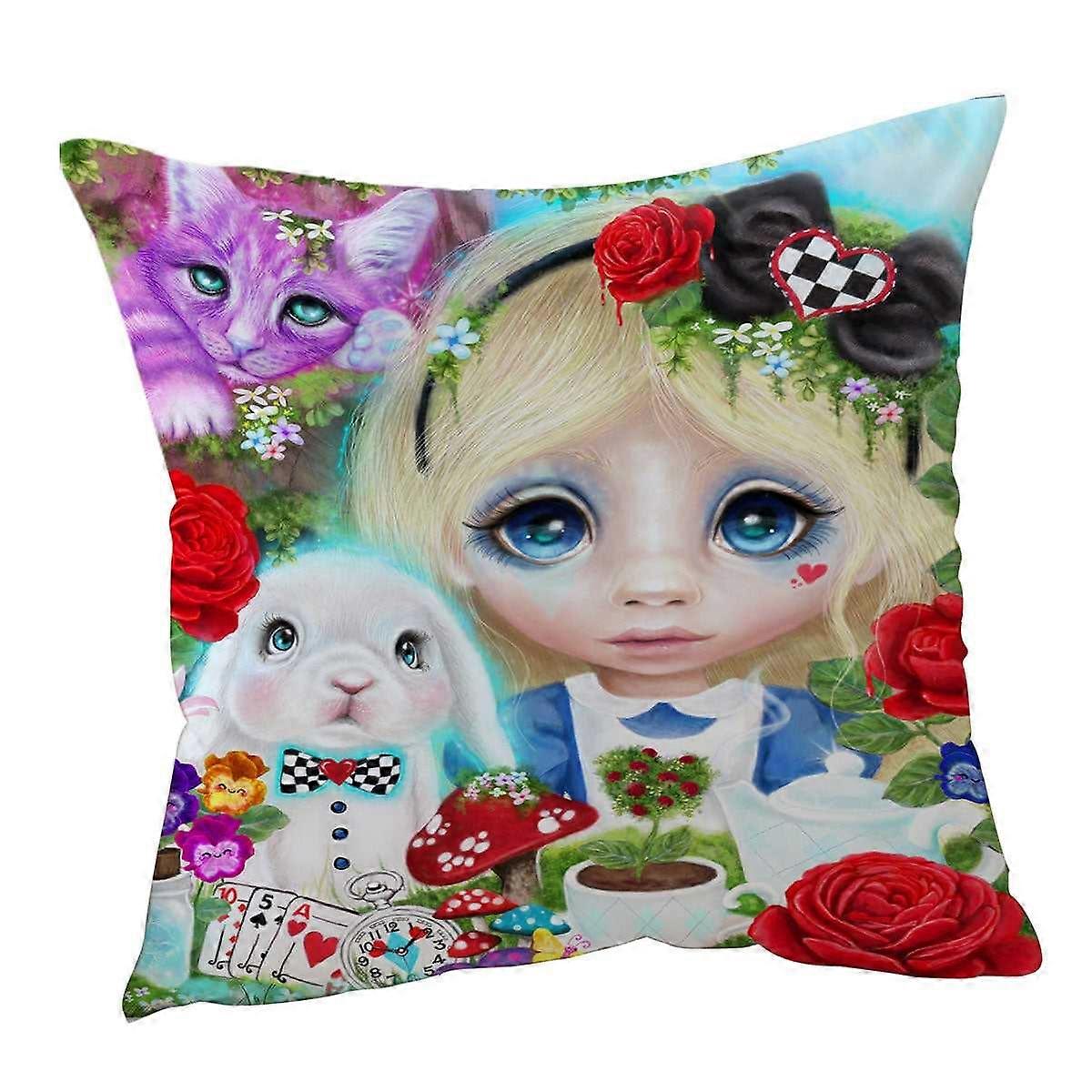 Girls Art Curious Little Alice Girl Cushion Cover