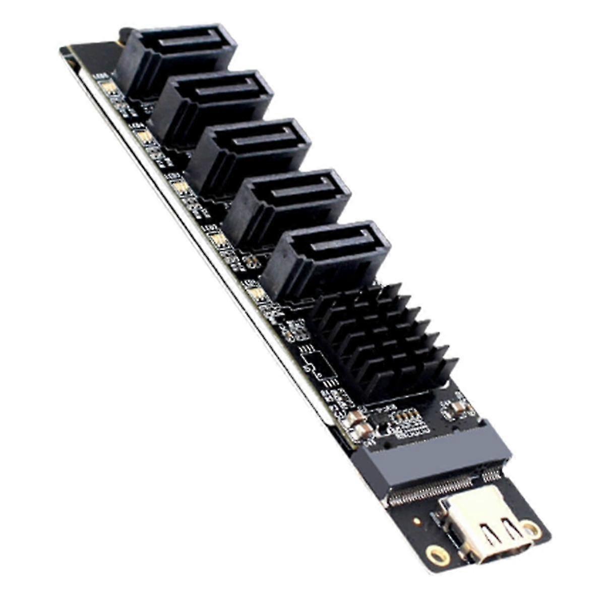 Adapter Card TYPE-C to SATA to 5-Port SATA3 6Gbps USB10G Expansion Adapter Card JM575+JMS580