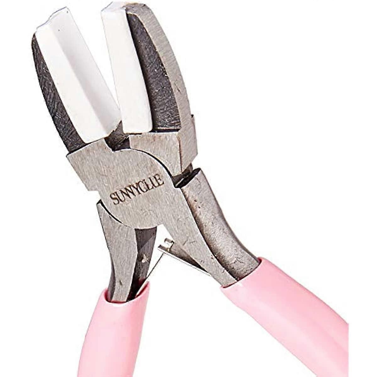 5.5 Inch Double Nylon Jaw Flat Nose Pliers Mini Precision Pliers Wire Forming Bending Tools for DIY Jewelry Making Hobby Projects Pink Leaf Spring Con