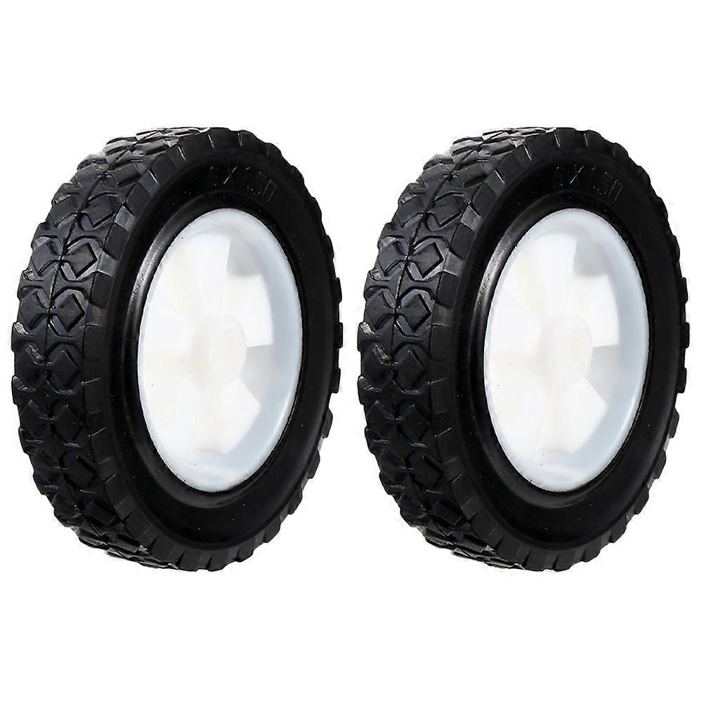2pcs Solid Lawn Mower Wheels Gardening Machine Replacement Rubber Wheels Trolley Wheels