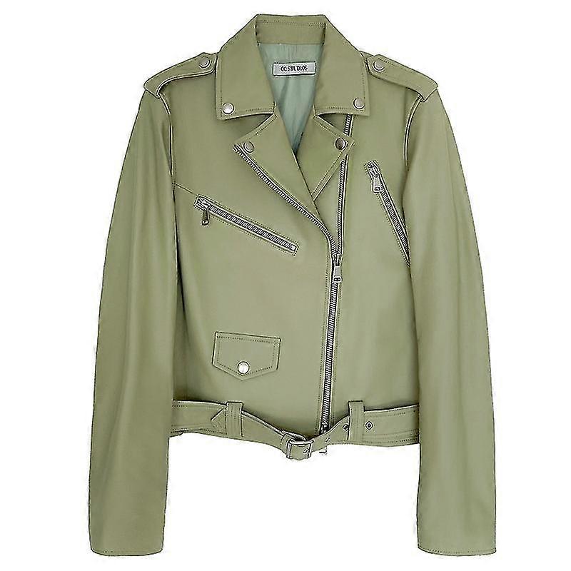 Womens Motorcycle Leather Jacket Cowhide Casual Leather Jacket