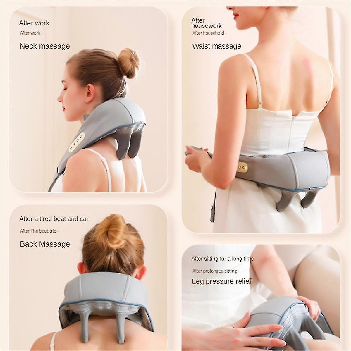 6d Kneading Massage Electric Massager Neck For Pain Relief Shoulder Pillow Cervical Back Muscle Relaxing Shawl-grey