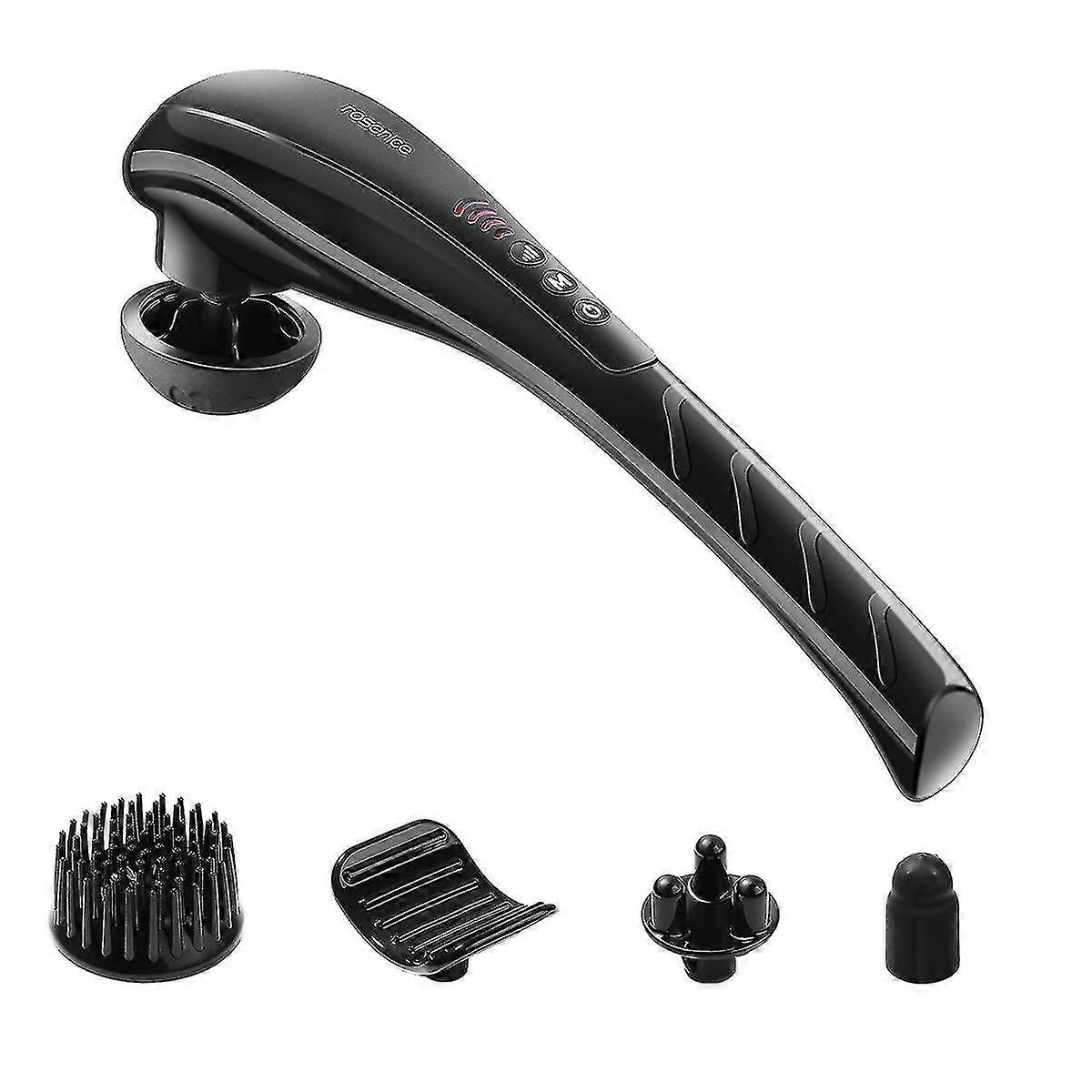 Massager Rechargeable Cordless Electric Percussion Full Body Massage With 5 Massaging Heads With Us Plug (black)