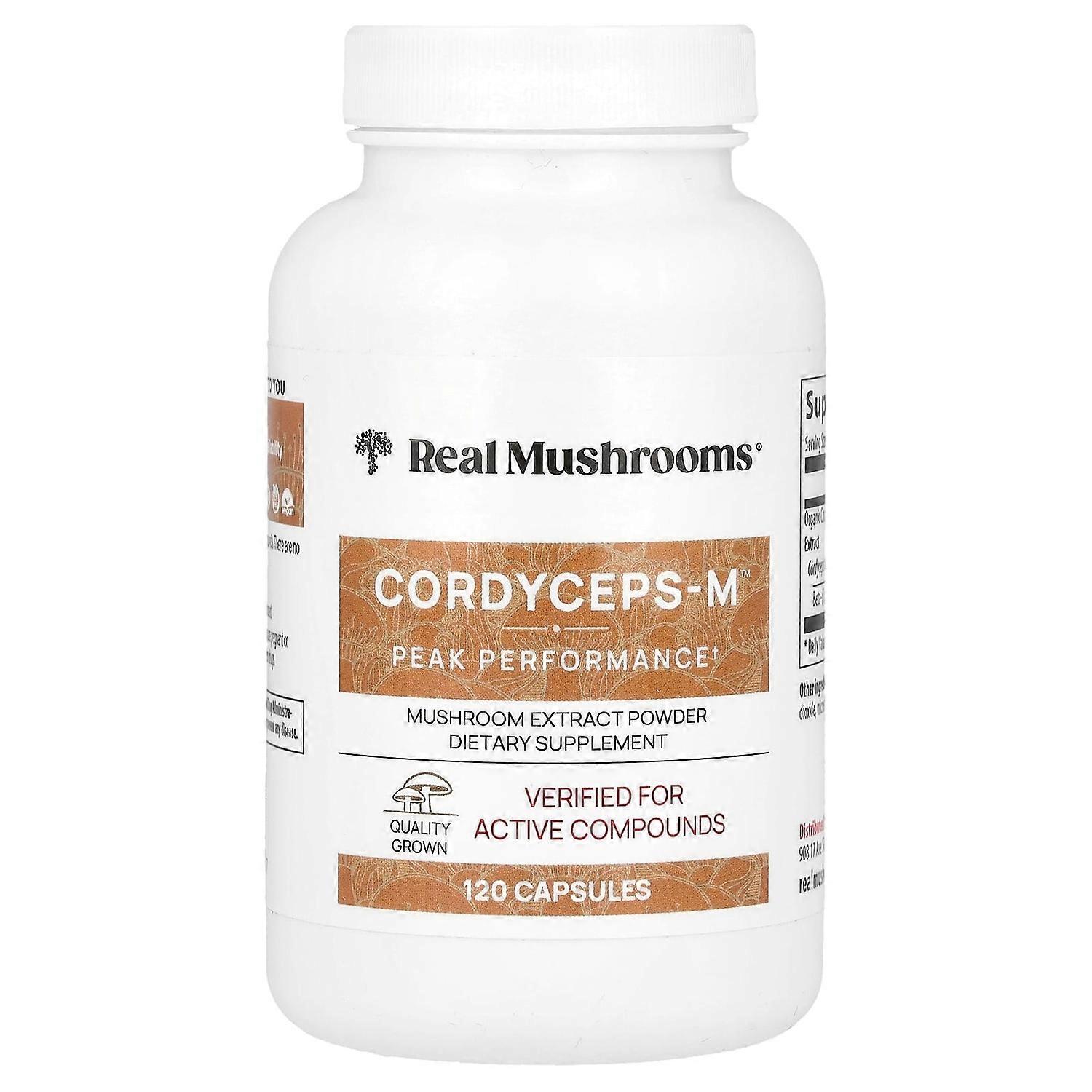 Real Mushrooms, Cordycep-M‚Ñ¢, Mushroom Extract Powder, 120 Capsules