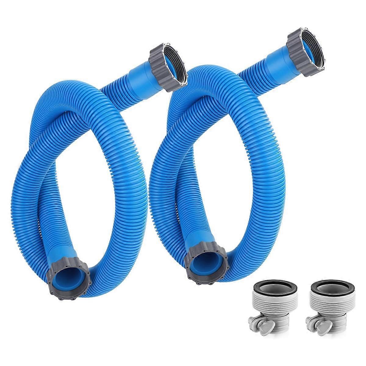 2 Pcs 1.5 Inches 59 Inches Pool Hoses for Above Ground Pools with 2 Hose Adapters, Pool Pump Hose Accessories