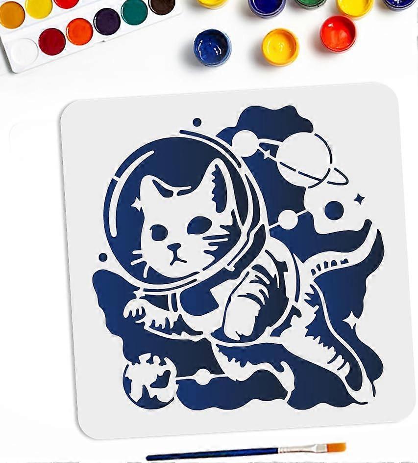 Cat Space Stencils 11.811.8inch Large Planets Galaxy Cat Painting Stencils with Paint Brush Outer Space Galaxy Animal Theme Drawing Template for Fabri