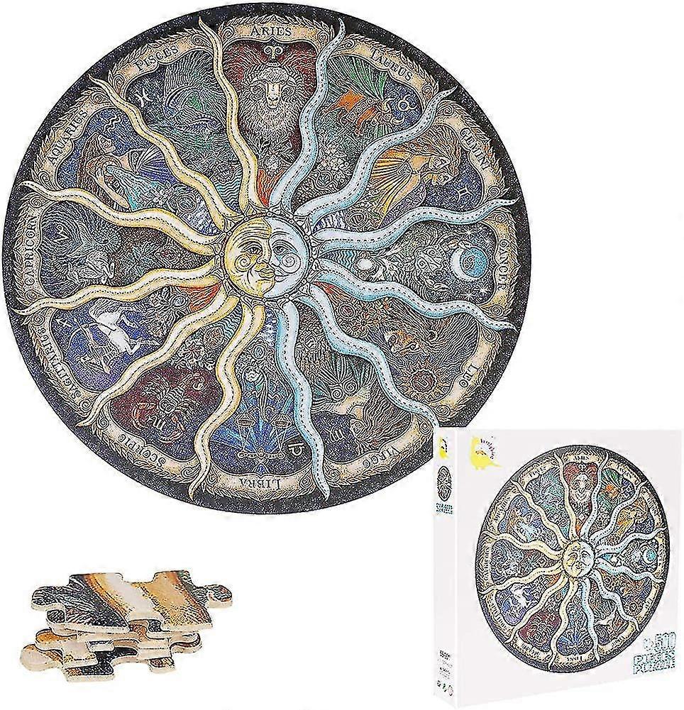 500 Pieces Round Puzzle For Adults. 48 Cm / 18.90 Inches. 1 Mm Cardboard Puzzle. 12 Constellations Puzzle. Family Puzzle. Reduced Pressure. Difficult