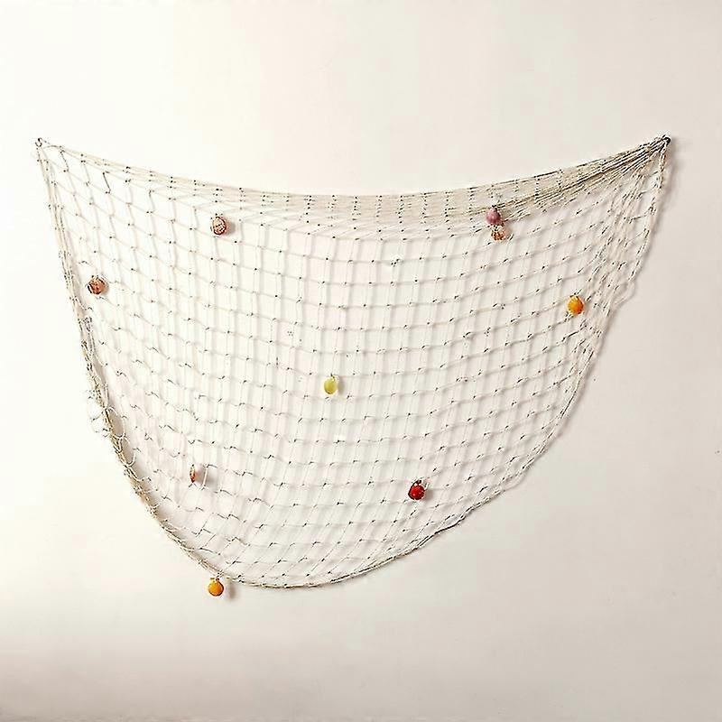 Mediterranean Style Decorative Fishing Net,marine Wall Decoration Net,nautical Fish Net With Sea Shells For Home Decoration - Beige1x2m-1pc
