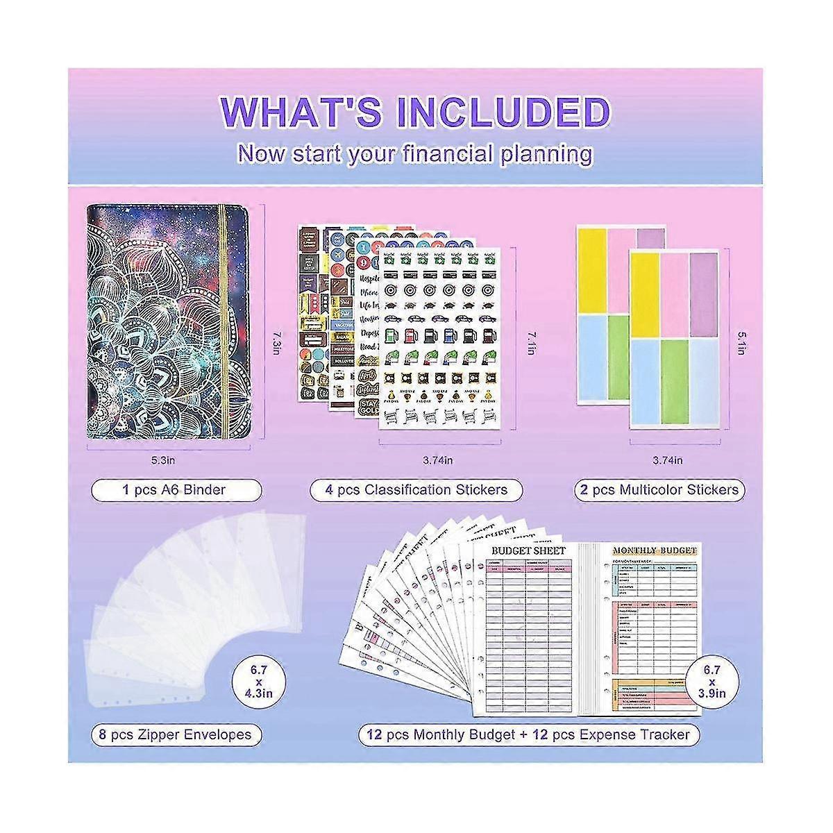 1set A6 Budget Binder, Budget Binder With Zipper Envelopes,money Planner Folder, Money Organizer Fo
