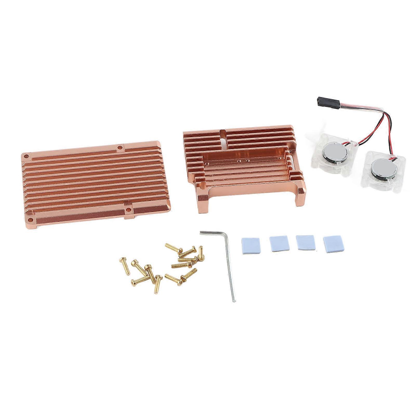 Protective Case for Raspberry Pi 4 Housing Enclosure Casing Metal with Dual Cooling Fan