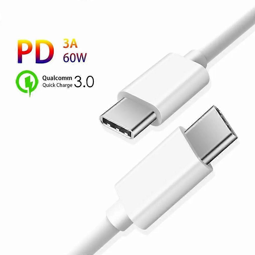 Pikalatauskaapeli USB-C - USB-C 60W, 3A, PD, 0.25m - Valkoinen