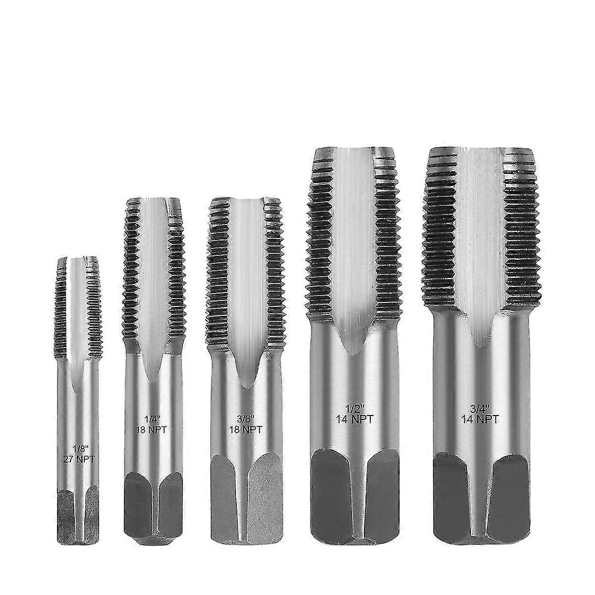 5 Piece Npt Thread Forming Taps, Pipe Taps Set, For Cleaning Or Re-thread Damaged Or Jam Pipe Threads