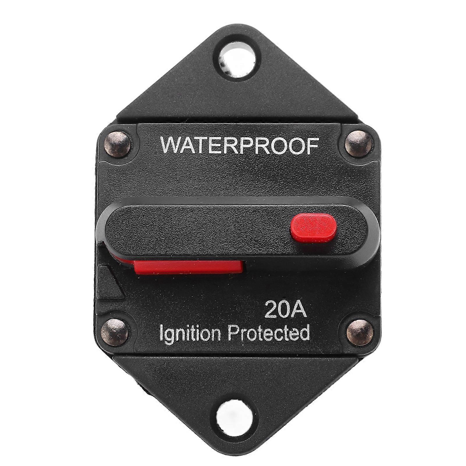 DC 32V Circuit Breaker with Switch Manual Reset Waterproof for Car Marine Boat Truck Bus RV ATV 20A