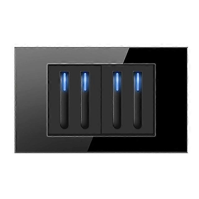 JWL-G18 US Standard Wall Switch Socket Black Tempered Glass Panel DIY Multifunctional Switch Power USB Combination Outlet