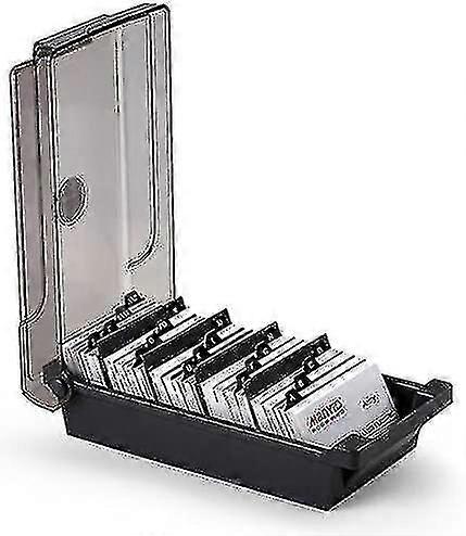 Office Desk Business Card Storage Box With Divider And Index Label (black)