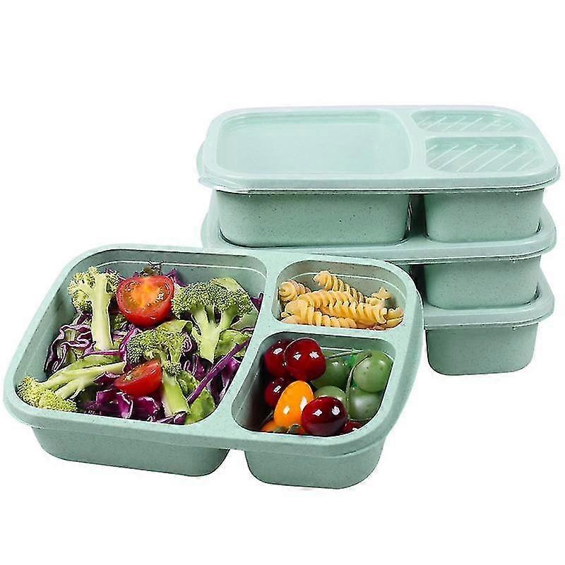 4 Packs Meal Prep Plastic Lunch Containers With 3 Compartments, Reusable Bento Box For Kids/toddler