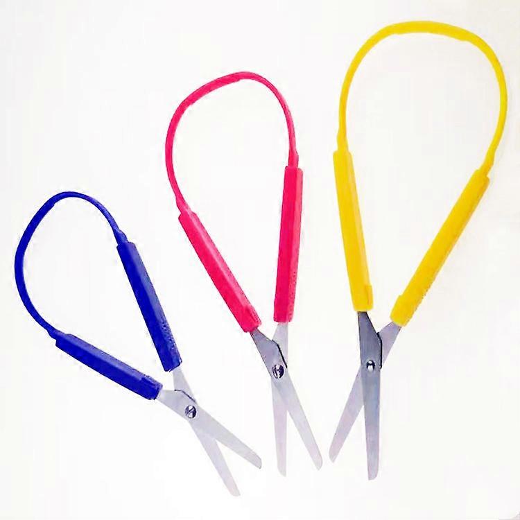 Pack Of 3 Loop Scissors Self-opening Afety Scissors For Children And Adults