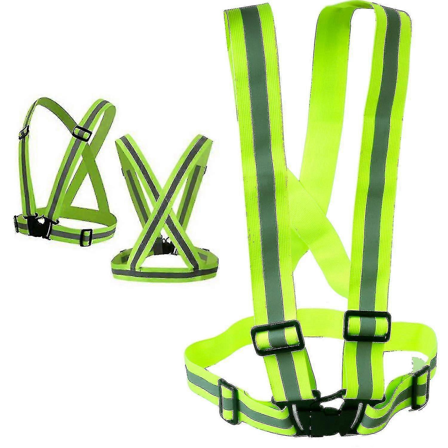 Th Adjustable High Visibility Reflective Safety Harnessgreen, Orange4pcs--